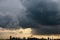 Cityscape views with gray clouds before rain before sunset at Bangkok