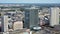 Cityscape of Warsaw city from the viewing terrace located on the 30th floor of Palace of Culture and Science. Warsaw city center.