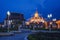 Cityscape Wat Ratchanatdaram Temple the beautiful golden castle or pagoda Bangkok, Thailand in sunset time