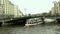 Cityscape and Weidendammer Bridge on Spree river in Berlin city, Weidendammer Brcke, tourist ships on the river Spree