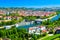 Cityscape of Wurzburg, which is located on Main River. Top view from the Marienberg Fortress Festung Marienberg, which is the