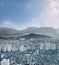 cityscapes of Seoul City and skyline from aerial view, modern of