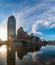 Cityspace of Tianjin with its beautiful skyscrapers during the sunrise in China