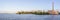 Cityview with Gasometro and Guaiba Lake at sunset, Porto Alegre