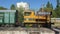 Ciudad de Mendoza, Mendoza / Argentina, February 12 2014: View of an old locomotive next to the rails of the city train