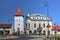 Ciunt Tower and Arany Palace in Salonta, Romania