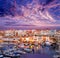 Ciutadella Menorca marina Port sunset with boats