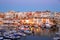 Ciutadella Menorca marina Port sunset with boats