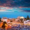 Ciutadella Menorca marina Port sunset town hall and cathedral