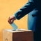 Civic duty male hand casts ballot into election box
