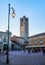 The Civic Tower, Campanone, and The Palazzo del Podesta. Piazza Vecchia square, Citta Alta, Bergamo, Lombardy, Italy