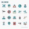 Civil aviation thin line icons set