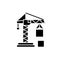 Civil construction crane black icon, vector sign on isolated background. Civil construction crane concept symbol