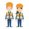 Civil engineer, construction workers characters flat design