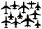 Civil and military airplanes vector silhouette set