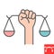 Civil rights color line icon, scale and balance, lawyer sign vector graphics, editable stroke filled outline icon, eps