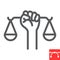 Civil rights line icon, scale and balance, lawyer sign vector graphics, editable stroke linear icon, eps 10.