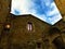 Civita di Bagnoregio, Etruscan town in the province of Viterbo, Italy. Lamps, arch and entrance