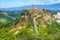 Civita di Bagnoregio, Italy - Panoramic view of historic town of Civita di Bagnoregio with surrounding hills and valleys of Lazio