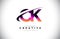 CK C K Grunge Letter Logo with Purple Vibrant Colors Design. Creative grunge vintage Letters Vector Logo