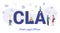 Cla chief legal officer acronym term concept with big word or text and team people with modern flat style - vector