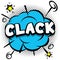 clack Comic bright template with speech bubbles on colorful frames