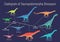 Cladogram of sauropodomorpha dinosaurs. Colorful vector illustration of diagram showing relations among sauropods - protosauropoda