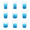 Claen water glass icon collection set flat style vector