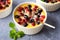 Clafoutis made from white yogurt and berries