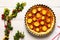 Clafoutis from shortcrust pastry with cherry plum