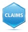 Claims crystal blue hexagon button