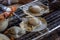 Clam,Quahog,shrimp,scallop shell,Charcoal-grilled seafood.in chiba-ken JAPAN