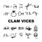 clamp vice grip tool metal icons set vector