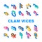 clamp vice grip tool metal icons set vector