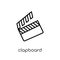 clapboard icon. Trendy modern flat linear vector clapboard icon