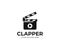 Clapboard and play sign logo template. Clapper board vector design