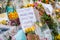 CLAPHAM, LONDON, ENGLAND- 16 March 2021: Flowers and tributes at Clapham Common Bandstand, in memory of Sarah Everard