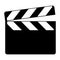 Clapper board icon on white background. Vector flat film video illustration