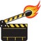 Clapper Board Match Stick On Fire Retro