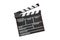 Clapper board of video cinema in studio.Movie production clapper board, slate film.Action, theatre day.cut, Director, film industr