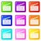 Clapper icons set 9 color collection