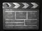 Clapperboard on a dark background front view. 3d rendering