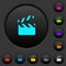 Clapperboard dark push buttons with color icons