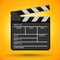 Clapperboard device for using in cinematography. Vector illustr