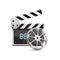 clapperboard with film reel. Vector illustration decorative design