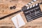 Clapperboard, storyboard on wood