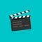 Clapperboard vecto, flat style clapperboard icon, filmmaking device, video movie clapper equipment