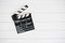 clapperboard white background. High quality photo