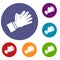 Clapping applauding hands icons set