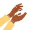 Clapping hands. Human hands applauding, woman clap her hands, ovation or greeting gesture. Applauding hand palms flat vector